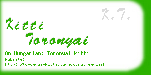 kitti toronyai business card